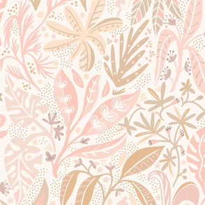 Blushed Pink Neutral Botanical Wallpaper scale