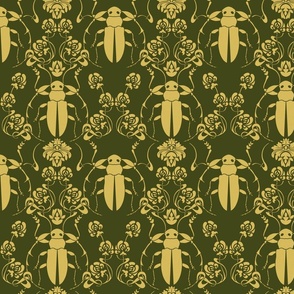 BUGGY DAMASK - VINTAGE YELLOW ON SAGEEN