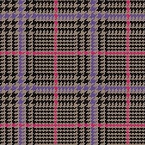 Brown Glen Plaid with Hot Pink and Purple Overcheck Stripes 5x5 Houndstooth