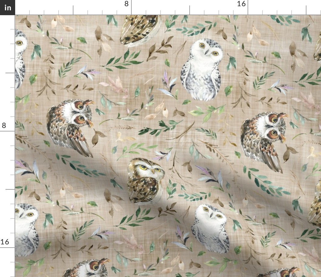 owl brown linen