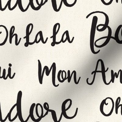 Oh La La Paris - French Text Ivory Black Large Scale