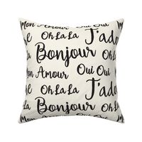 Oh La La Paris - French Text Ivory Black Large Scale