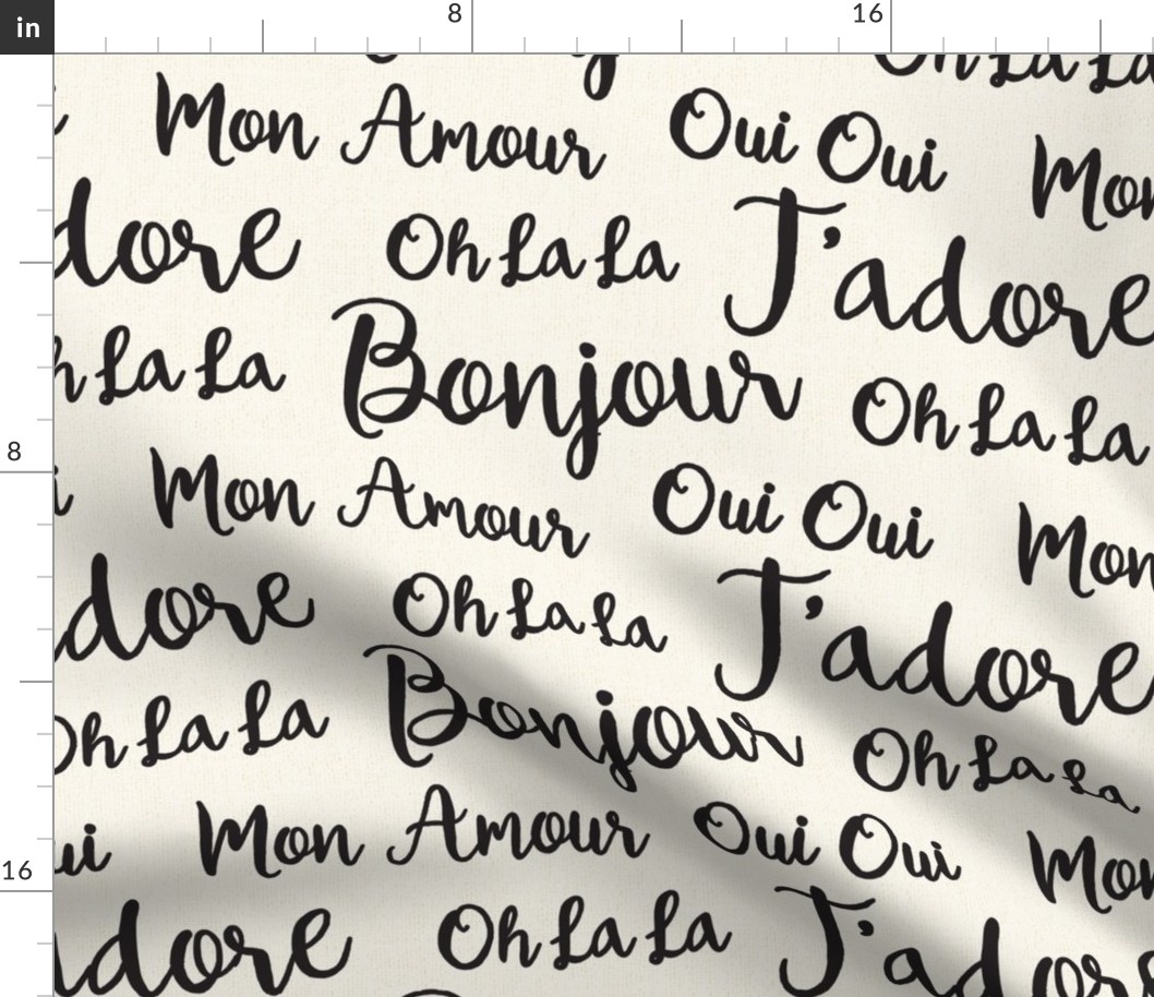 Oh La La Paris - French Text Ivory Black Large Scale