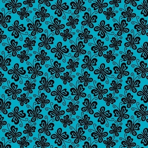 Charming Butterflies in Black on Teal (Small)