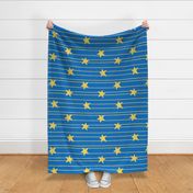 Gold stars and stripes- Large - royal blue