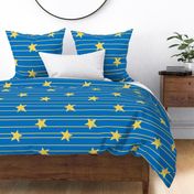 Gold stars and stripes- Large - royal blue