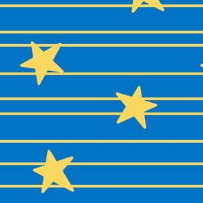 Gold stars and stripes- Large - royal blue