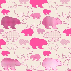 Wombats in pink pattern