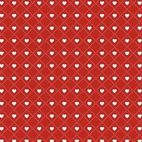 Heart Checks | White on Poppy Red  (Petal Signature Cotton Solid Coordinate)