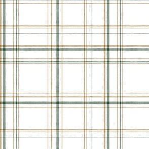 Plaid in white, dark forest green and toffee 12a