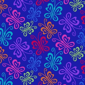 Charming Butterflies in Bright Colors on Bright Blue (Medium)