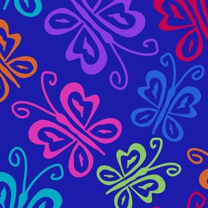 Charming Butterflies in Bright Colors on Bright Blue (Large)