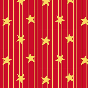 Gold stars and stripes - red