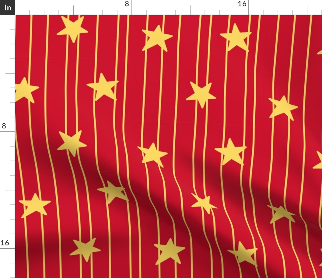 Gold stars and stripes - red