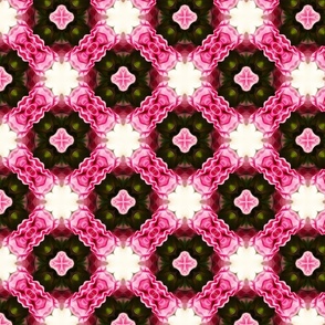 Floral Abstract in Pink, Dark Brown & White Large