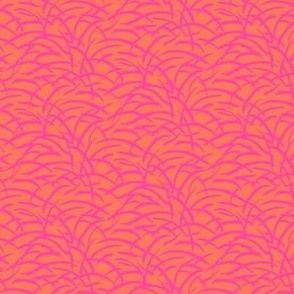 Jungle Grasses - Hot Pink on Papaya - 4" Repeat