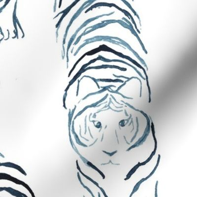 Watercolor indigo tigers jumbo