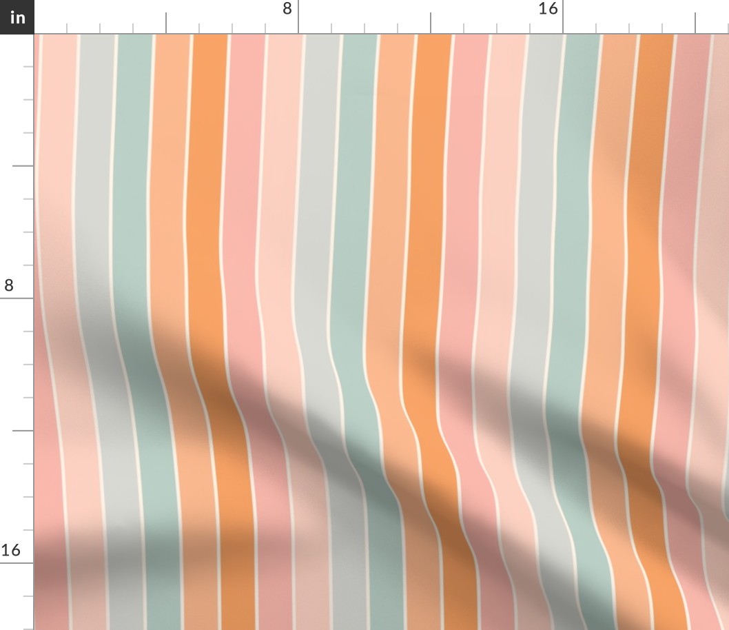 Boho Stripes 6x6 Vertical Stripes Striped Pink, Peachy And Baby Blue