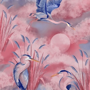 Blue Heron - peach