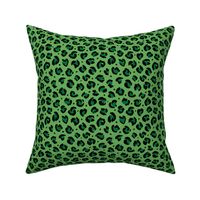 Boho leopard animal print spotted cheetah fur modern style raw brush st patrick's day green black on apple green  SMALL 