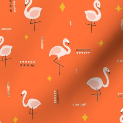 Flamingos Palm Springs V1: Red and pink flamingo tropical abstract retro pattern - Medium