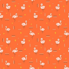 Flamingos Palm Springs V1: Red and pink flamingo tropical abstract retro pattern - Medium