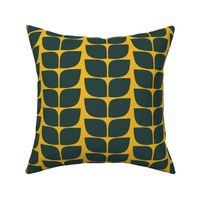 Mod Art Leaves V1: Contemporary Geometric Palm Springs Desert Abstract Leaf Shapes in Green and Yellow - Medium