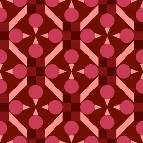 TRV4 - Medium - Topsy Turvy Geometric Grid in Garnet Red and Pink