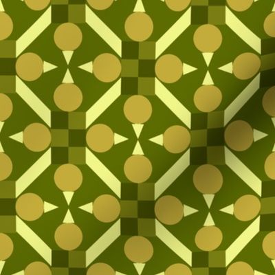 TRV5 - Medium - Topsy Turvy Geometric Grid in Olive Green and Yellow