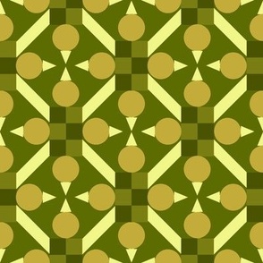 TRV5 - Medium - Topsy Turvy Geometric Grid in Olive Green and Yellow