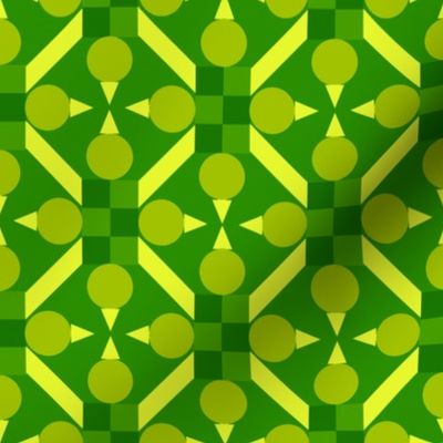 TRV6 - Medium - Topsy Turvy Geometric Grid in Yellow and Green