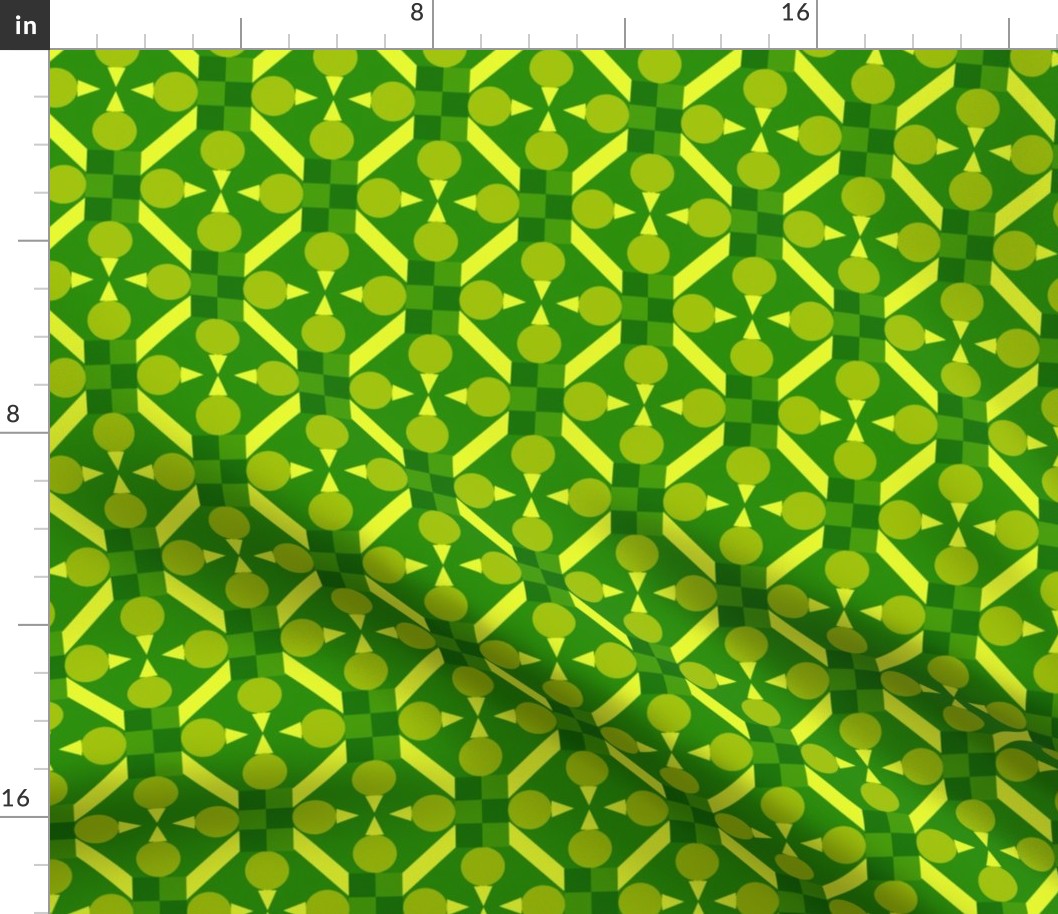 TRV6 - Medium - Topsy Turvy Geometric Grid in Yellow and Green