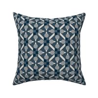 TRV8  - Medium - Topsy Turvy Geometric Grid in Blue-Grey