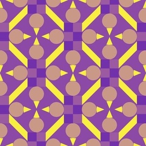 TRV9  - Medium - Topsy Turvy Geometric Grid in Purple and Yellow