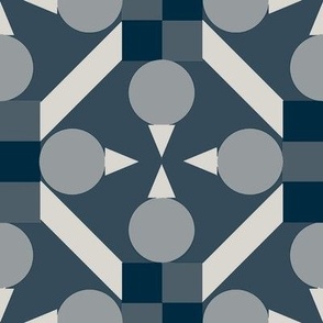 TRV8 - Large - Topsy Turvy Geometric Grid in Blue-Grey