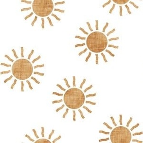 (small scale) Sunshine - suns on pink - bronze - coordinate to pink and tan - C22