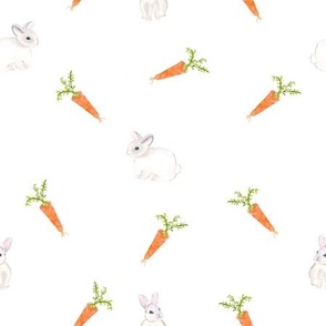 Watercolor rabbits and carrots