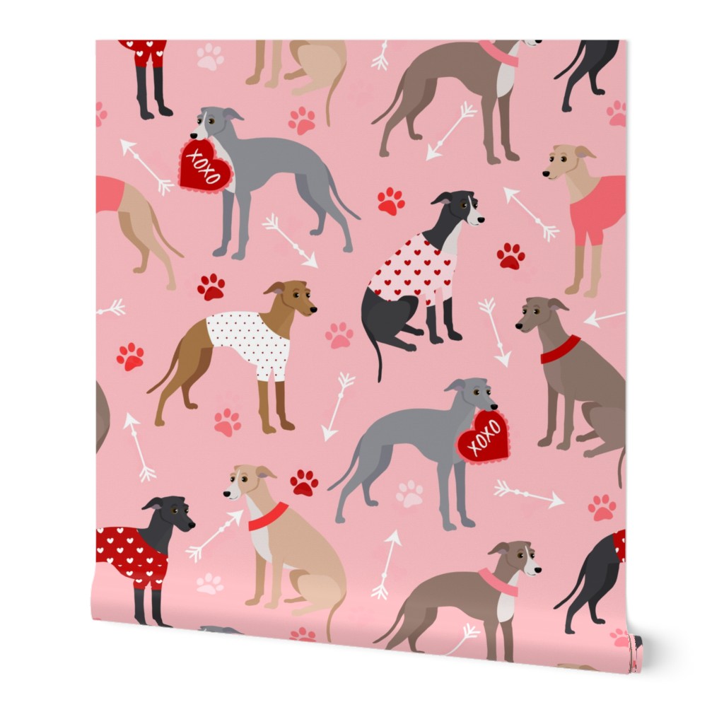 Valentine Italian Greyhound Dogs Pink