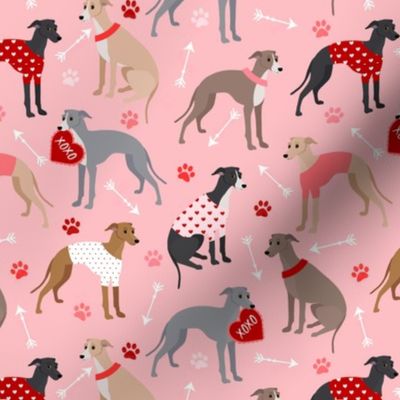 Valentine Italian Greyhound Dogs Pink