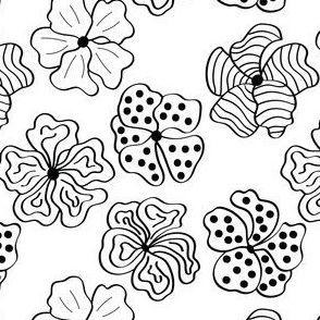 (small) minimalist line art hibiscus florals black and white