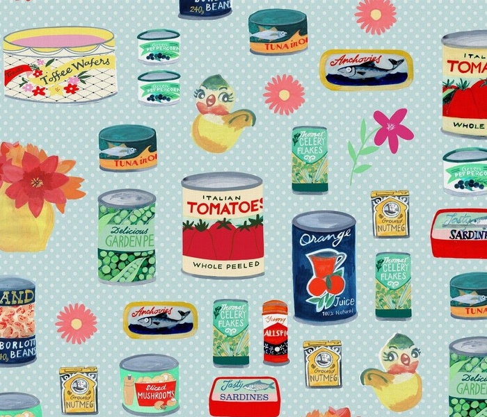 Vintage Canned Food with Flowers