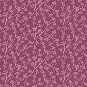 Climbing Ivy - Pink on Burgandy