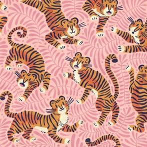 Happy Tigers in Pink
