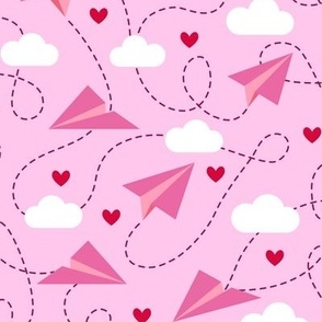 Valentines Day - Valentines Day Fabric - Heart - Hearts - Paper Air Planes - Cute Valentines Day