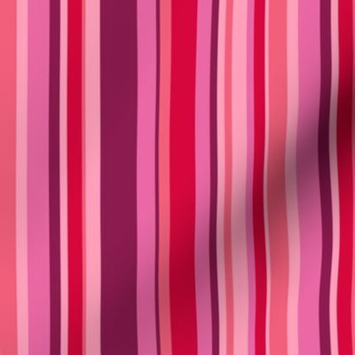 Valentines Day - Valentines Day Fabric - Retro Pink Stripes