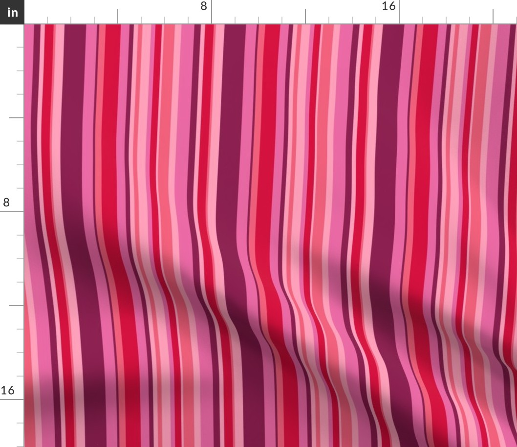 Valentines Day - Valentines Day Fabric - Retro Pink Stripes