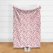 Valentines Day - Valentines Day Fabric - Heart - Hearts - Red Light Pink - Doodle Handdrawn on White Background, Polka Dots - Watercolor