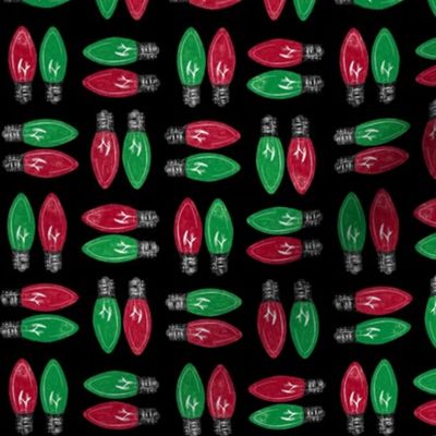 half-sized C9 Christmas lights grid - red and green on black
