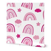 Valentines Day - Valentines Day Fabric - Heart - Hearts - Rainbow - Cute Valentines Day Rainbows Sunshine Clouds - Valentines Day Cute Fabric