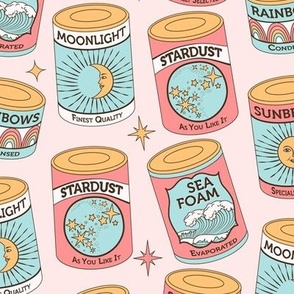 Vintage Canned Happiness, Magical Retro Tins, Full of Stardust, Moonlight, Sunbeams, Rainbows and Sea Foam 